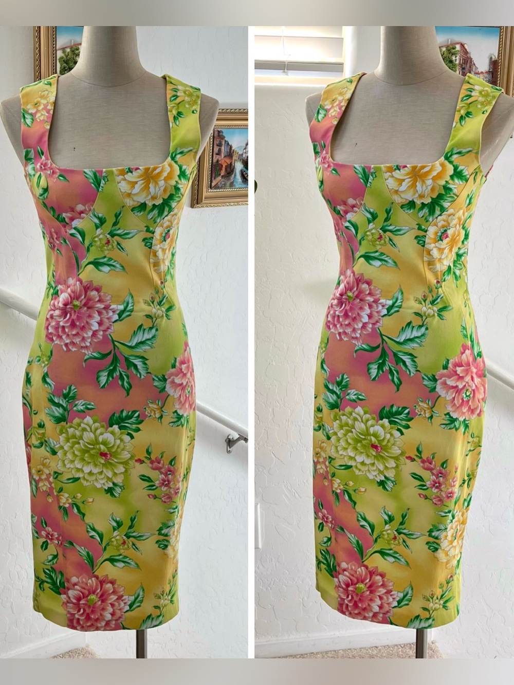 D&G Dolce & Gabbana Dress Y2K Sheath Bodycon Floral Sz 28/42 IT Small/Medium 6